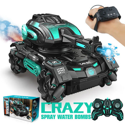 RC 2.4G Spray Car – Four-Wheel Stunt Water Polo Tank Toy for Boys, Remote Control Vehicle (Watch Sold Separately)