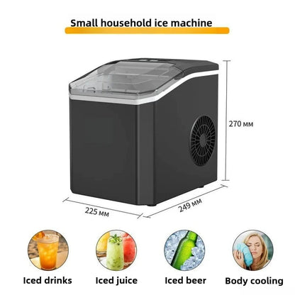 Automatic Mini Electric Ice Cube Maker – Portable Ice Machine for Bar, Home, Kitchen & Office, 9 Cubes in 6 Minutes