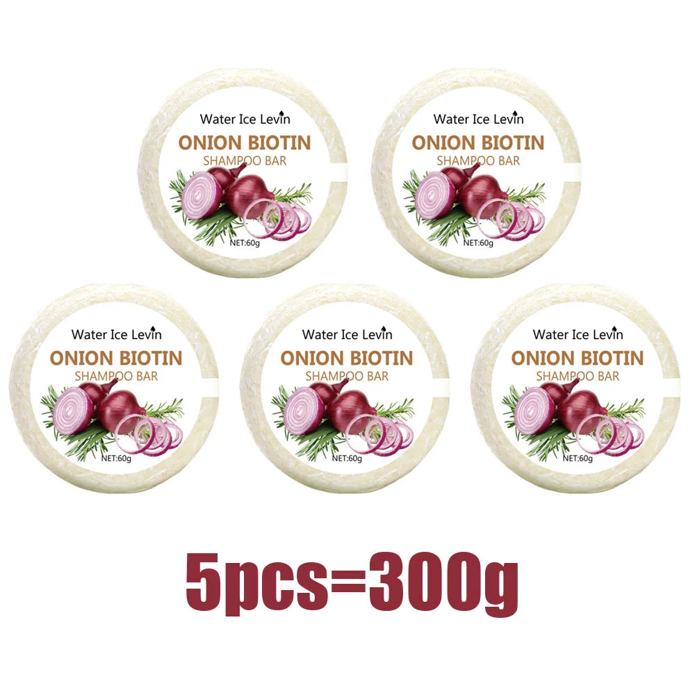Onion & Biotin Shampoo Soap Bar 60g with Rosemary Extract for Moisturizing Hair Care