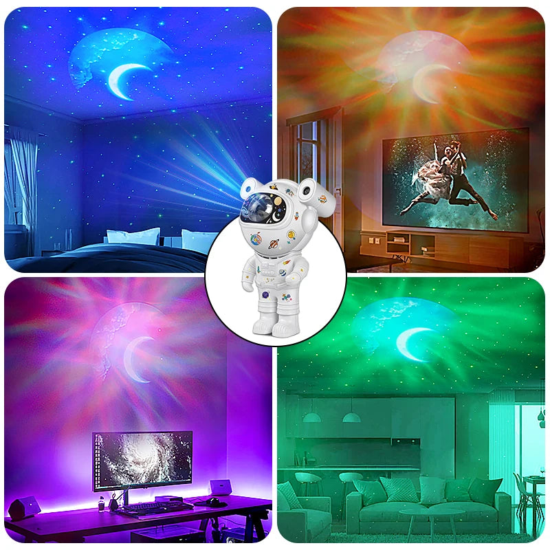 Kids DIY Astronaut Star Projector Night Light with Remote Control - 360° Adjustable Nebula Galaxy Lighting for Children