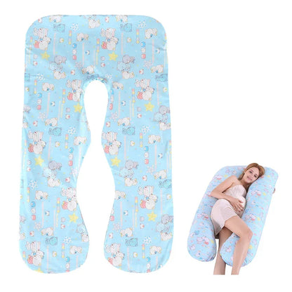 Cotton Maternity U-Shaped Body Pillow Case – 140/150cm Removable & Washable Cover for Pregnancy Support