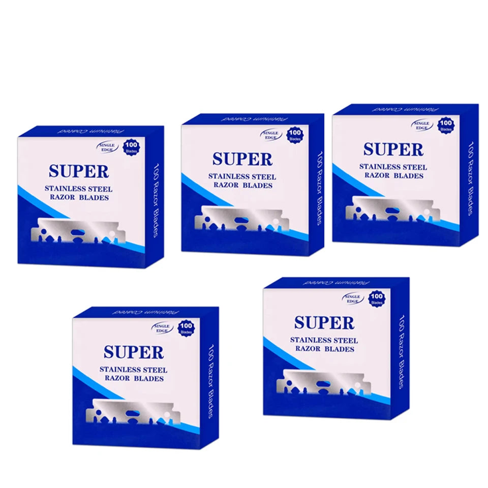100pcs Stainless Steel Safety Razor Blades — Replacement Shaving Blades for Men’s Razors & Barber Tools