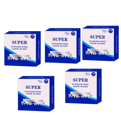 100pcs Stainless Steel Safety Razor Blades — Replacement Shaving Blades for Men’s Razors & Barber Tools