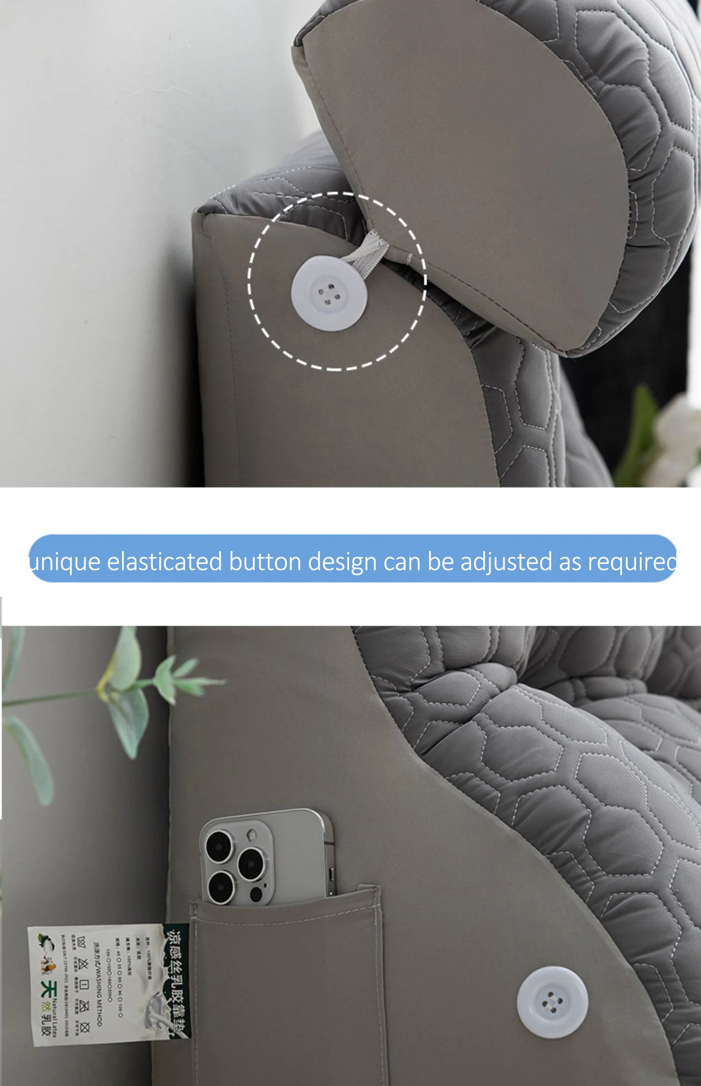 Soft Lumbar Bedside Cushion – Wedge Pillow for Back Support, TV Lounger & Reading, Decorative Bed Pillow