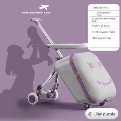 20-Inch Ride-On Kids Luggage with Folding Stroller – Children's Suitcase for Walking and Riding, Travel Bag for Babies