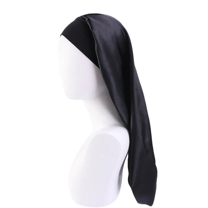 Long Satin Sleep Bonnet for Women — Silky Hair Care Cap with Wide Elastic Band for Braids, Curly & Natural Hair