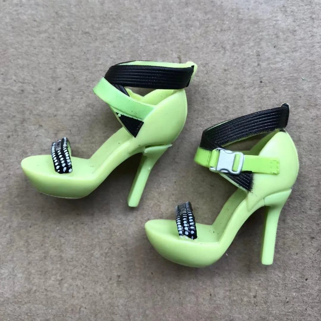 Rainbow Doll Shoes – Boots, Sandals & High Heels for DIY Doll Dressing in Black, Green & Red