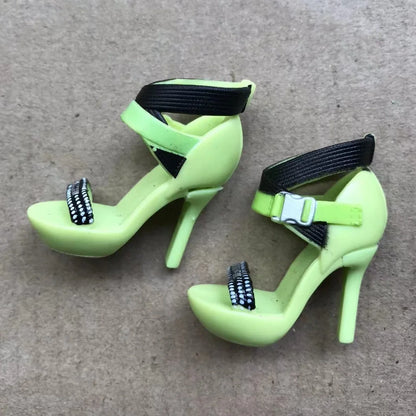 Rainbow Doll Shoes – Boots, Sandals & High Heels for DIY Doll Dressing in Black, Green & Red