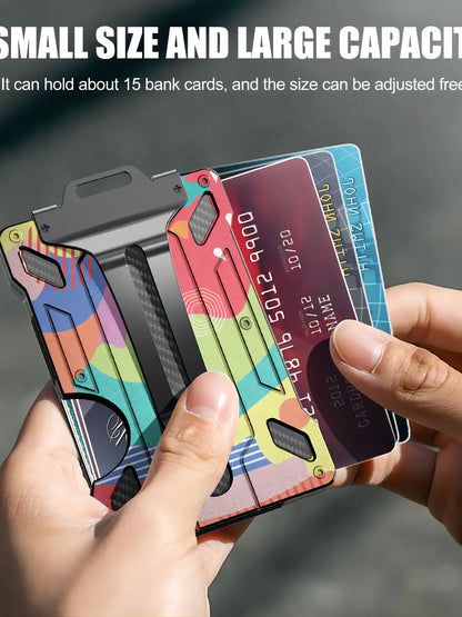Slim RFID Blocking Metal Wallet for Men – Minimalist Aluminum Money Clip with Clear ID Holder, Holds Up to 15 Cards