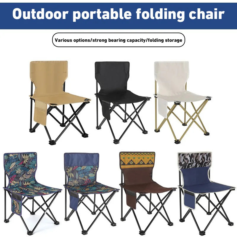 Outdoor Folding Chairs – Metal Camping & Fishing Chairs, Portable Hiking, Picnic, Beach, and Moon Sketching Stools for Tourists