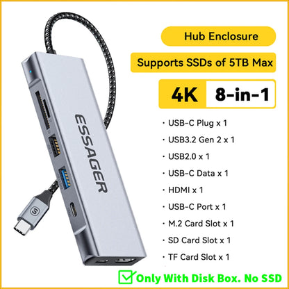 ESSAGER 8-in-1 USB-C Hub Dock Station — HDMI + Disk Storage | Compatible with MacBook Pro/Air M1 & M2