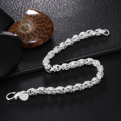 Hot Sale 925 Sterling Silver Solid Chain Bracelet — Charm Fashion Jewelry for Women & Men, Party, Wedding Gift