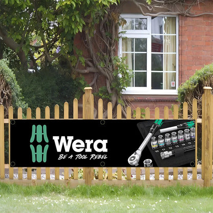 60x240cm WeraS Tools Garage Banner - Polyester Wall Tapestry with Brass Grommets for Indoor & Outdoor Decor