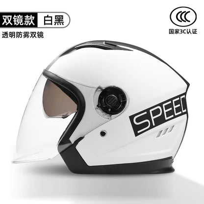 2024 New Motorcycle & Electric Car Helmet – Men’s & Women’s Safety Helmet with Anti-Fog Double Lens, Four Seasons Universal