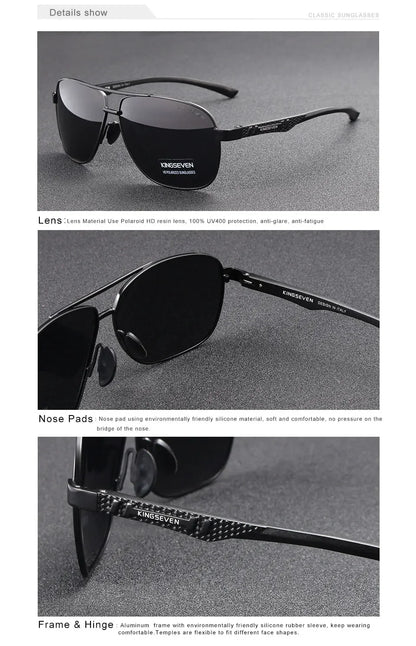 KINGSEVEN Polarized Pilot Sunglasses – UV400 HD Lens Aluminum Frame Photochromic Night Vision Eyewear for Men & Women