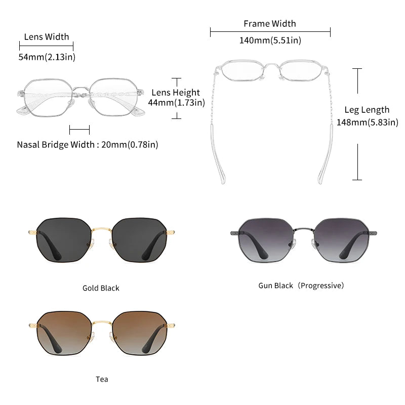 GCV Classic Retro Women's Rectangular Sunglasses — Metal Frame with Polaroid Lenses