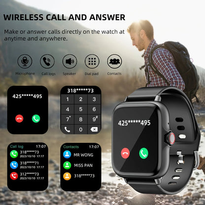 2025 New Upgrade Smartwatch – 1.83" Full Touch Display, Bluetooth Call, Sports Tracking for Men & Women, Android & iOS Compatible
