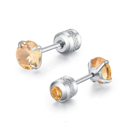 Medical Stainless Steel Crystal Zircon Ear Studs – Hypoallergenic Tragus & Cartilage Screw Piercing Earrings Jewelry