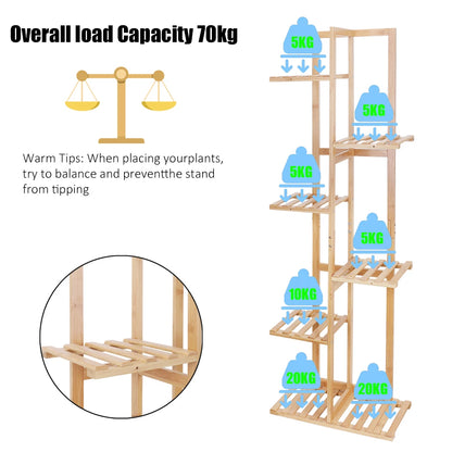 Tall Bamboo Corner Plant Stand Rack – Multi-Tier Flower Holder Shelf for Indoor & Outdoor Use