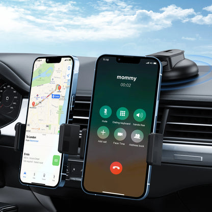 Dual Car Phone Holder – Bendable Memory Neck, 360° Rotatable Adjustable Dash Mount for Cell Phones
