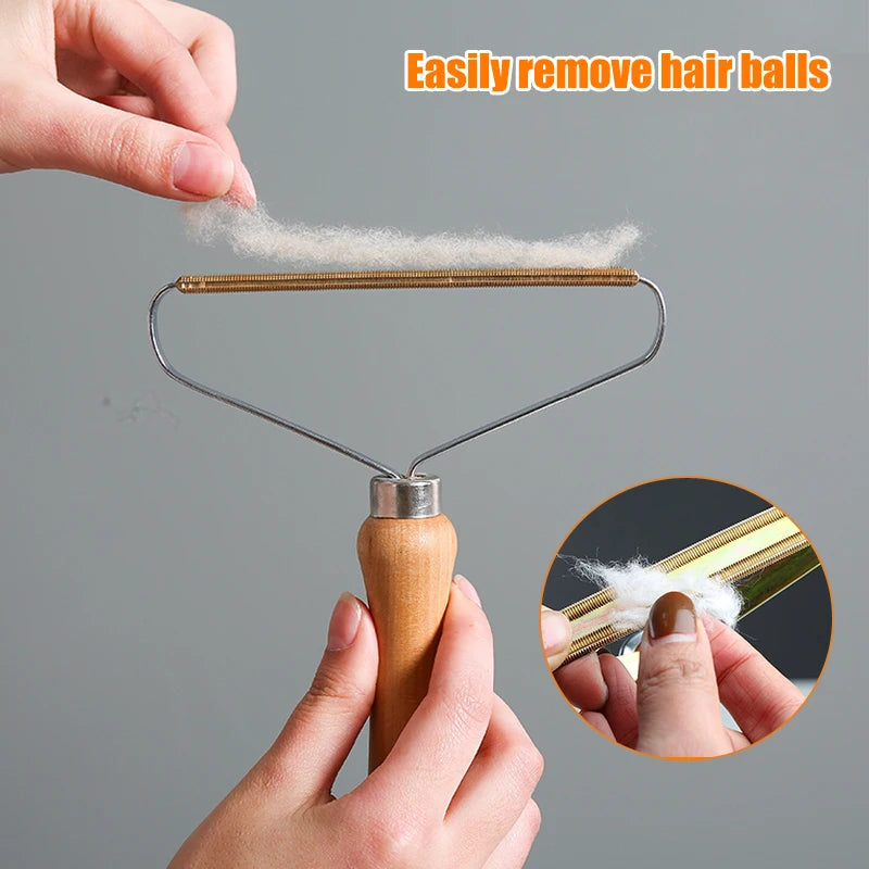 Portable Pet Hair Remover Brush: Lint Remover for Carpet, Wool Coat, Clothes - Manual Shaver Cleaning Tool with Removal Scraper