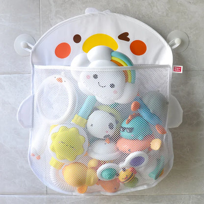 Cartoon Duck Baby Bath Toy Bag - Suction Mesh Storage Net for Kids Bathroom Toy Organizer