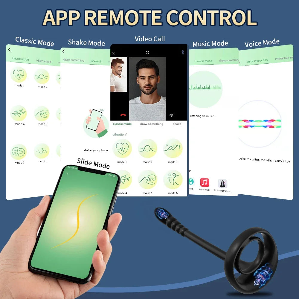 Bluetooth App-Controlled Prostate Massager – Anal Vibrator with Penis Ring & Testicle Massage for Men