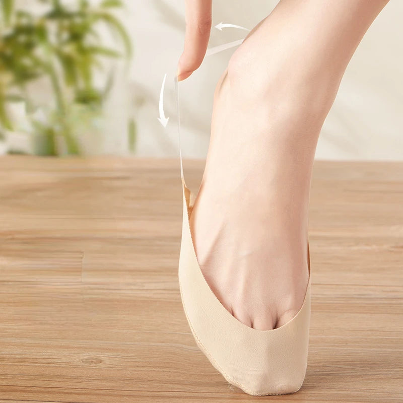 3 Pairs Invisible Boat Socks for Women | Summer Silicone Non-Slip Socks for High Heels | Ice Silk Thin Half-Palm Suspender | New Arrival