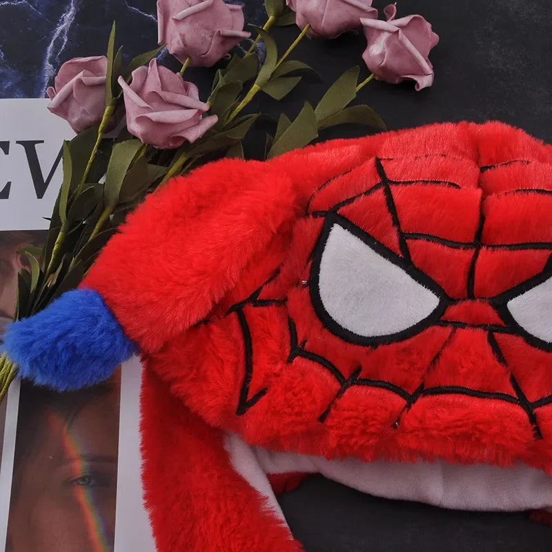 2024 Anime Cosplay Spider-Man Plush Hat – Cute Glowing Bear & Bunny Ears, Moving Jumping Preppy Toy Cap Gift