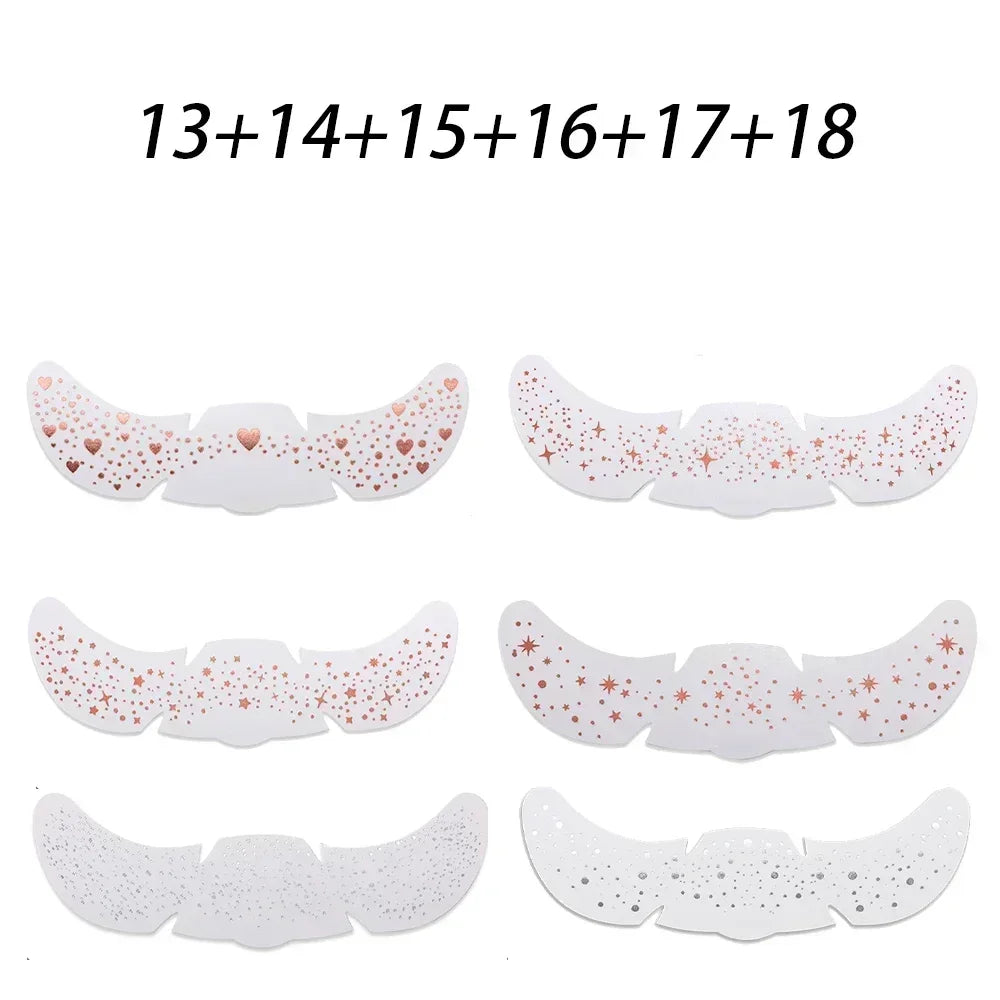 6pcs Hot Stamping Freckles Makeup Patches – Metallic Gold & Silver Temporary Tattoo Stickers for Face