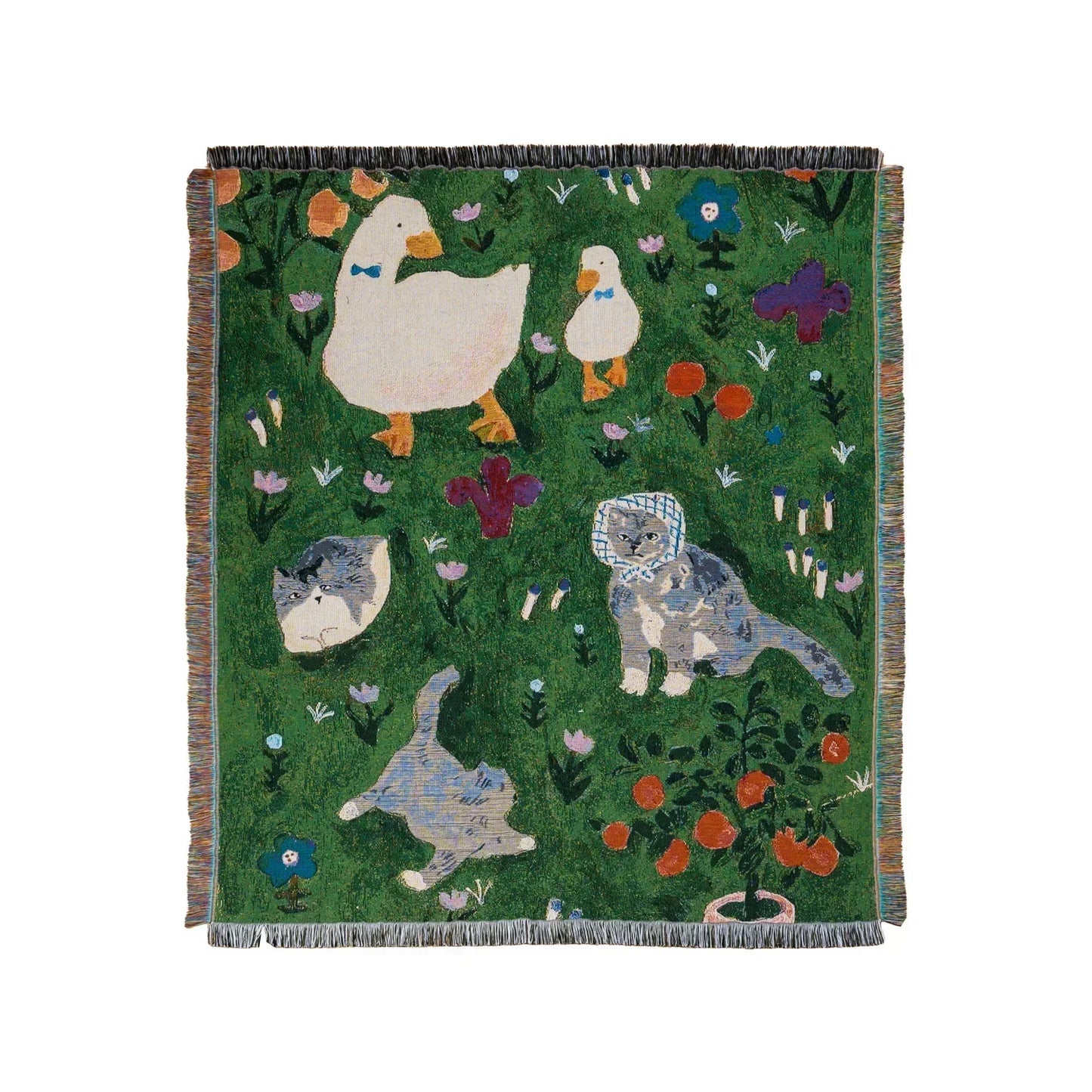 Animal Sofa Blanket Cover – European Village Cartoon Tapestry for Home Decor, Sofa, Bed & Camping