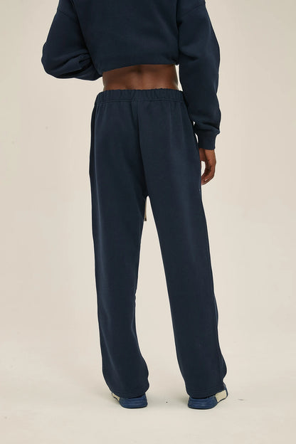 Straight-Lined Solid Color Cashmere Sweatpants – Soft Cozy Lounge Pants