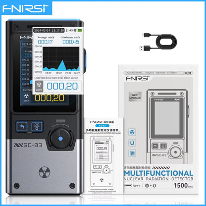 FNIRSI GC-03 3-in-1 Electromagnetic Radiation Detector - Electric, Magnetic & RF Field Meter with Temperature Monitor