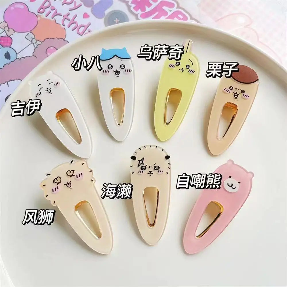 Kawaii Chiikawa Acrylic Hair Clips - Cute Cartoon Duckbill Clips Anime Hair Accessories for Daily Use