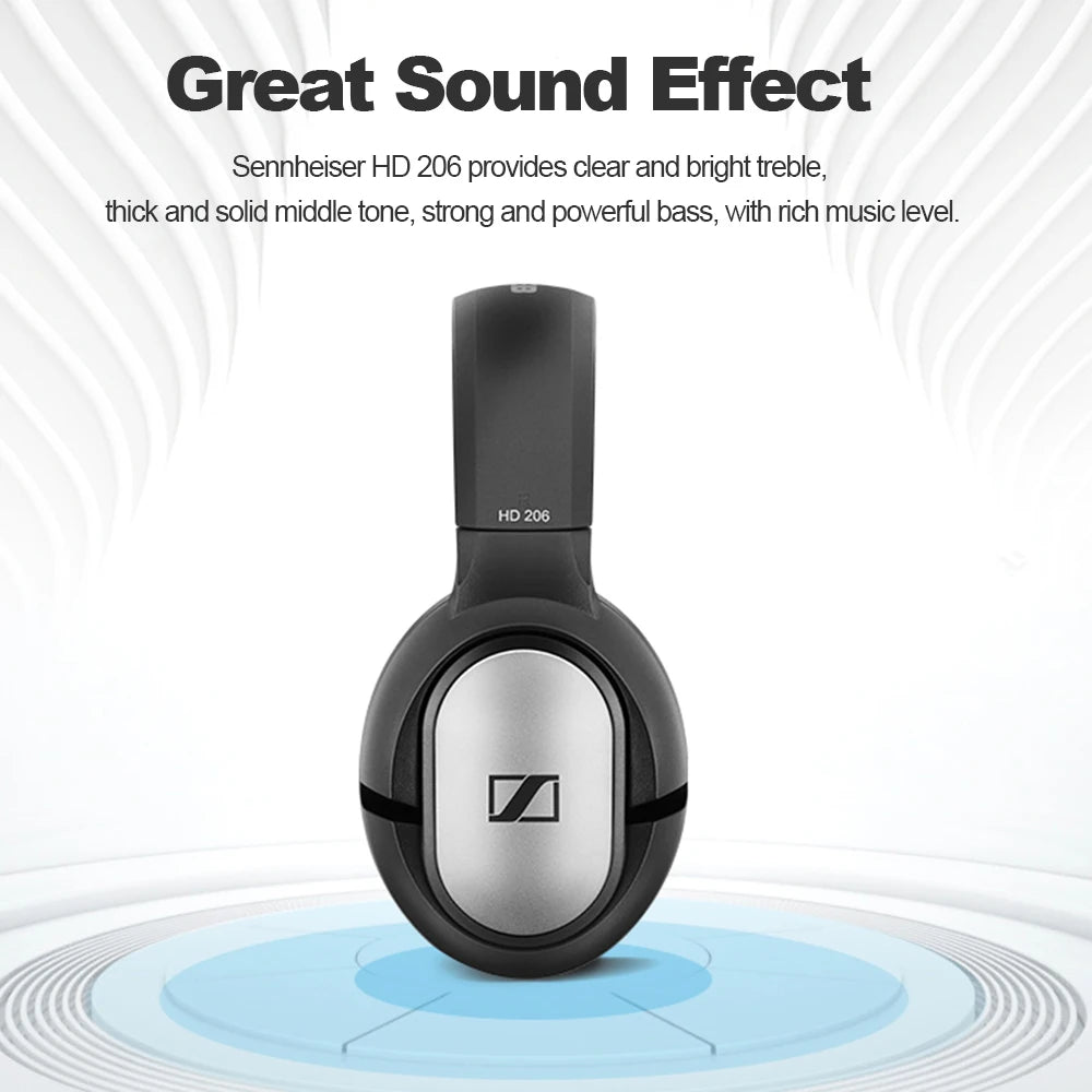 Sennheiser HD 206 Wired Headphones – Deep Bass Stereo Noise-Isolating Earphones for Sports & Gaming