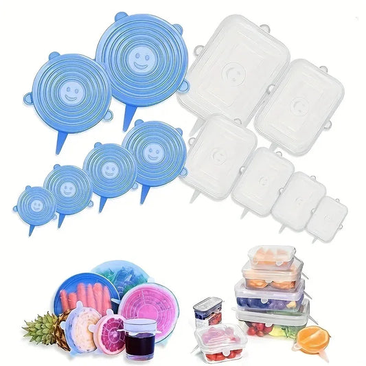 6PCS Silicone Stretch Lids Set – Reusable Durable Food Storage Covers for Bowls