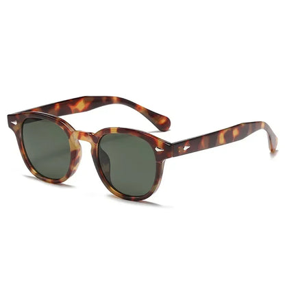 JNPCXI Retro Round Sunglasses – Punk Leopard Rivet Fashion Shades UV400 for Men & Women