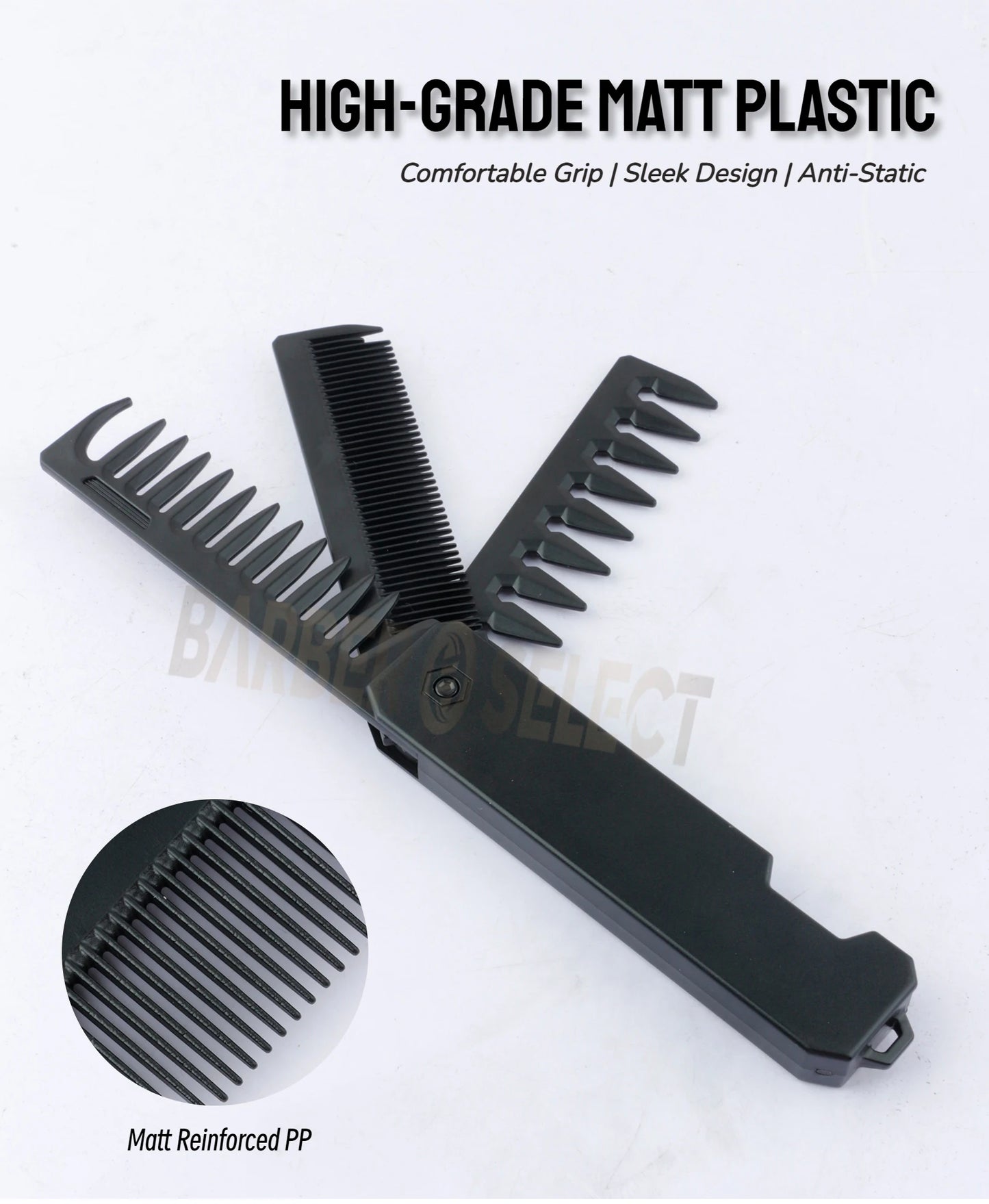 Newest 1/2/3-in-1 Portable Folding Comb – Wide Tooth Barber Clipper, Mini Beard & Hair Combing Styling Tool