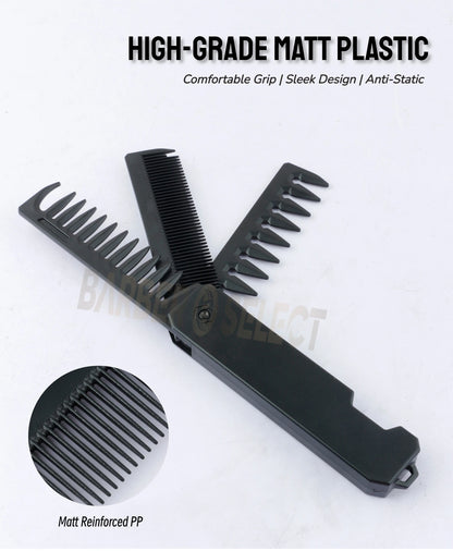 Newest 1/2/3-in-1 Portable Folding Comb – Wide Tooth Barber Clipper, Mini Beard & Hair Combing Styling Tool