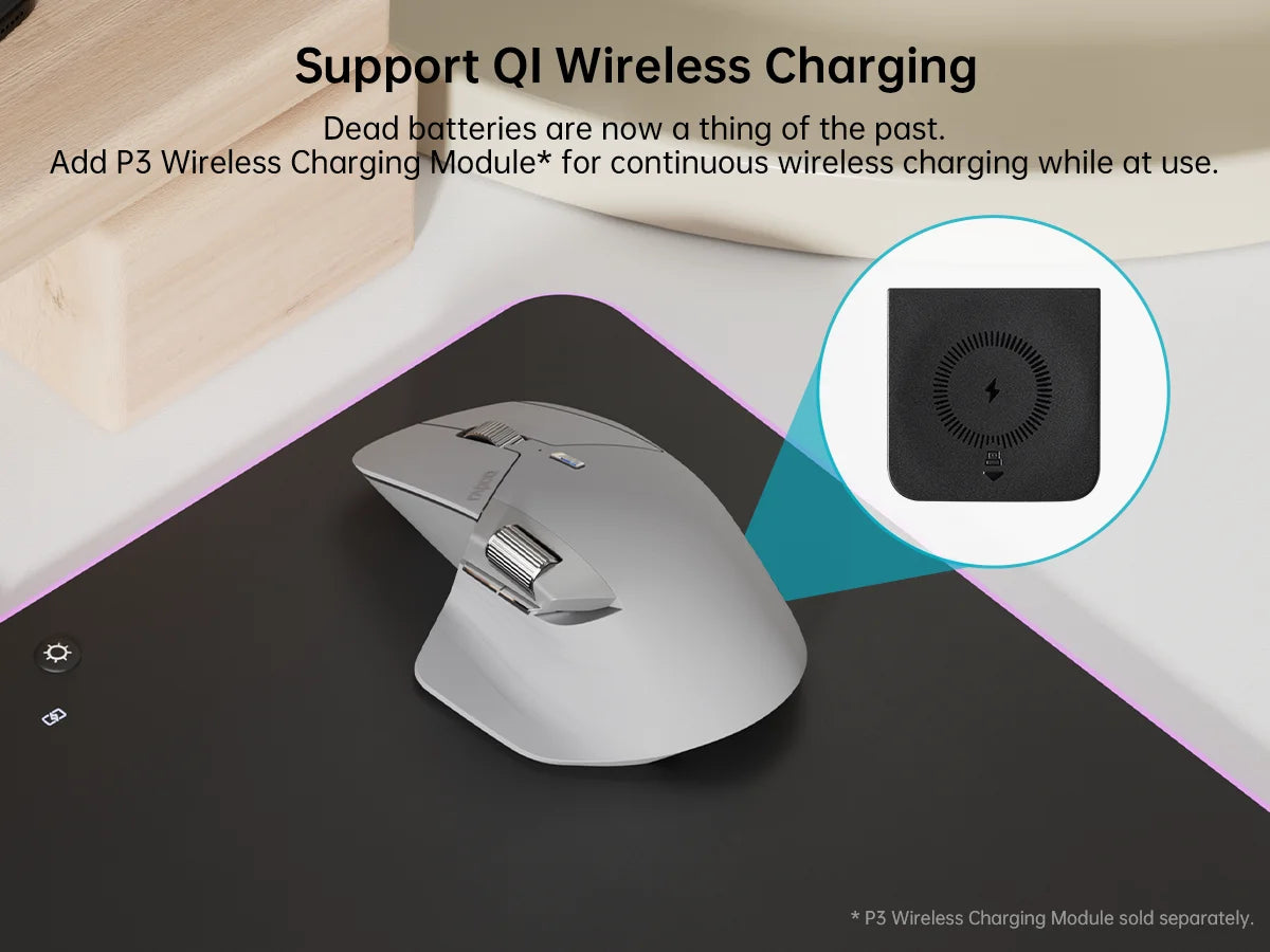 Rapoo MT760L/MT760M Multi-Mode Wireless Mouse – Ergonomic Rechargeable Bluetooth Mouse 4000DPI, Supports 4 Devices
