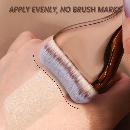 Professional Foundation Makeup Brush - Soft Nylon Bristles with Brown Handle for Liquid, BB Cream & Powder