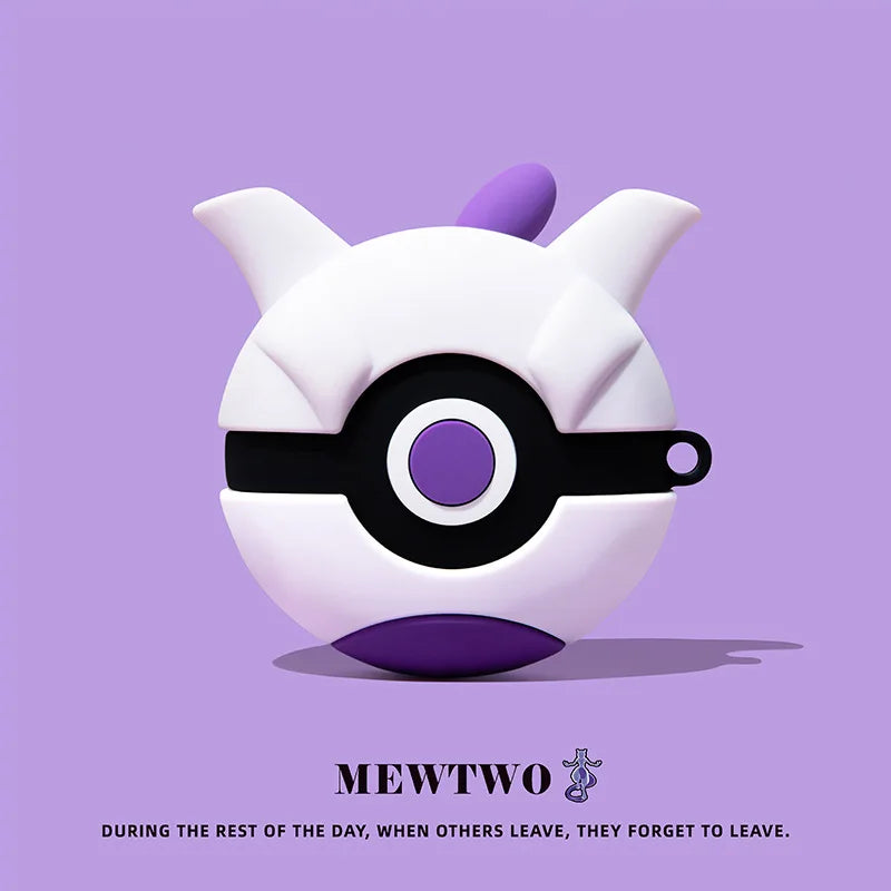 3D Poke Ball Silicone Case for AirPods Pro 2 — Cute Cartoon Anime Earphone Cover for Kids & Boys