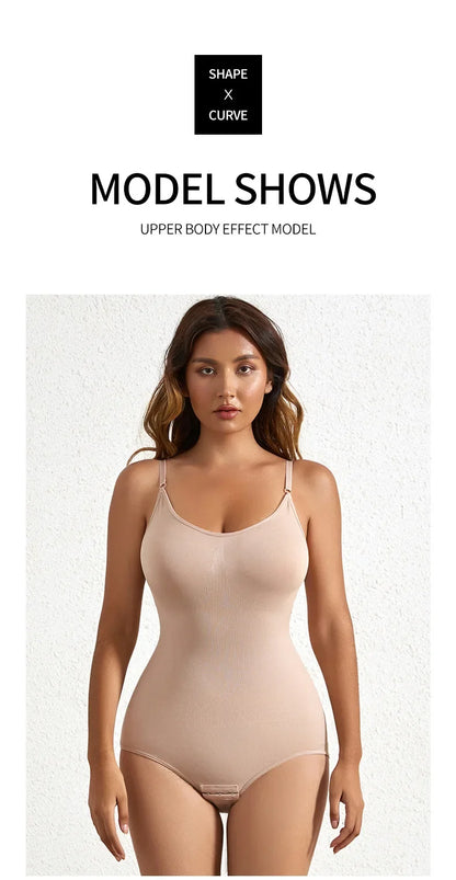 Women's Solid Seamless Shapewear Bodysuit - Tummy Control, Butt Lifting Slimming Body Shaper Underwear