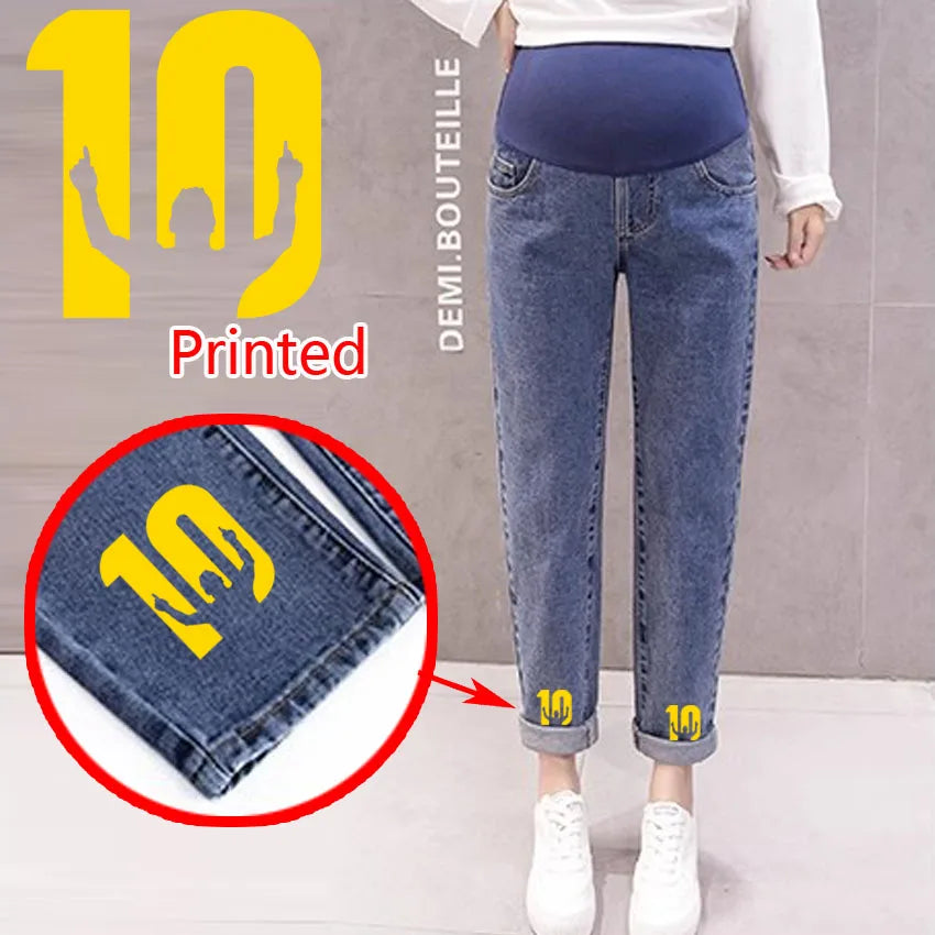 Maternity Boyfriend Jeans – High Waist Loose Denim Pants for Pregnant Women