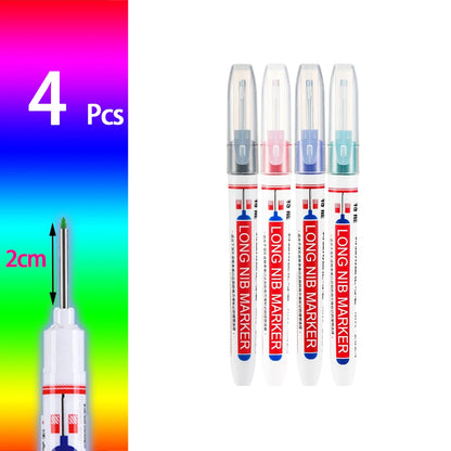 2cm Waterproof Deep Hole Marker Pen - Long Head Carpenter Markers for Metal Woodworking Tools 4-80pcs