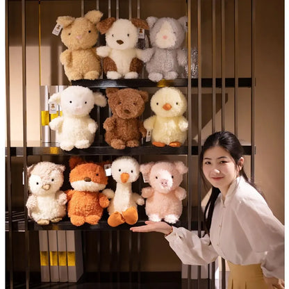 Kawaii Furry Plush Toys | Fox, Owl, Pig, Lamb, Chick & Duck Stuffed Animals for Kids & Adults