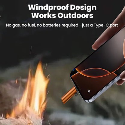 Type C Mini Cigarette Lighter - USB-C Blow-to-Ignite Auto Shut-Off Outdoor Safety Adapter for iPhone 17