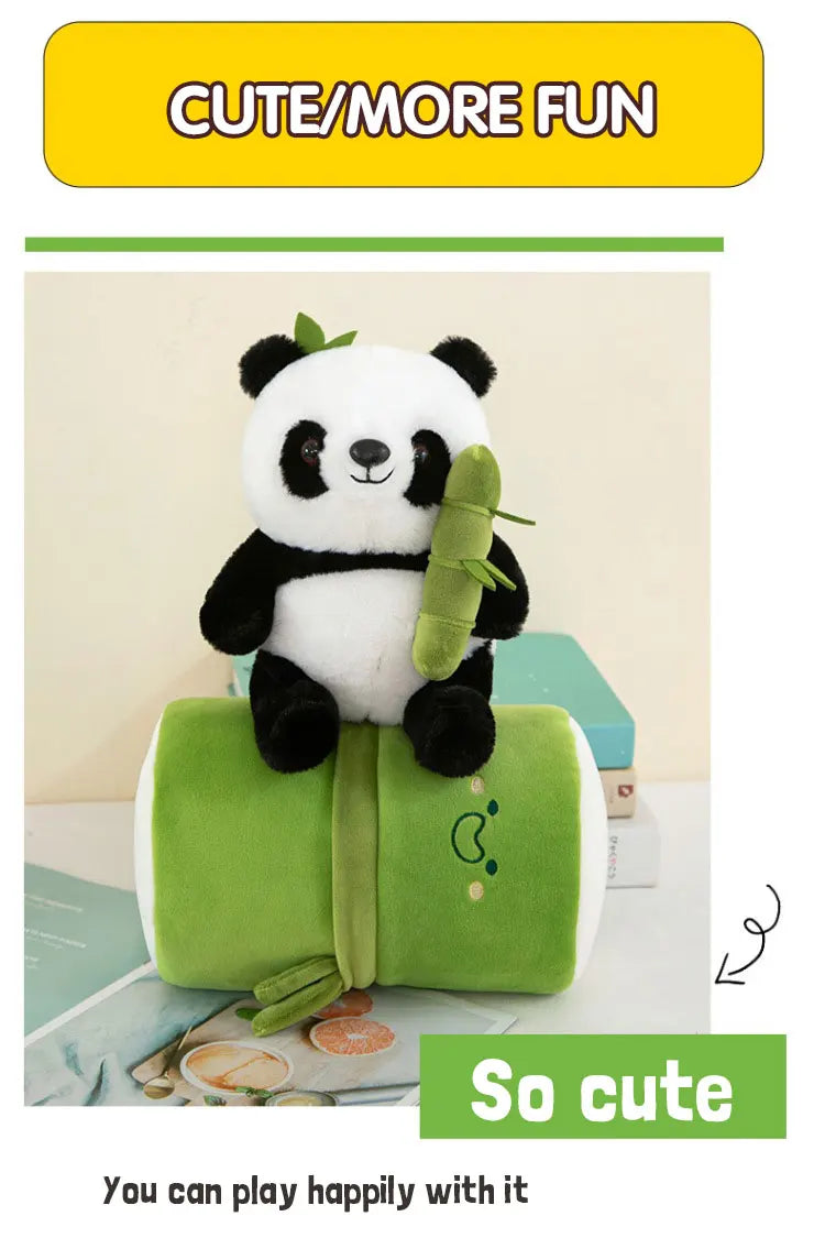 Kawaii Bamboo Tube Panda Plush Toy Set – Cute Reversible Stuffed Bear Dolls, Children’s Valentine’s Day Gift