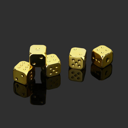 5PCS Metal Dice Set – Golden, Silver, Bronze 6-Sided Game Dice for Board Games, 13mm Decider Accessories