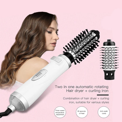 Automatic Rotating Hot Air Brush 2-in-1 – 360° Curling Iron & Hair Dryer Comb for Salon-Style Styling